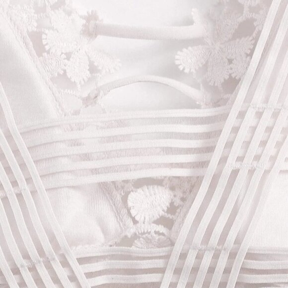 White Casual Womens Guipure Lace Longline Bralette - Picture 4 of 5